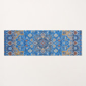 Blauw Perzisch Turks Rug Patroon Yogamat (Achterkant (horizontaal))
