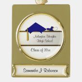 Blauw Pet Afstuderen Banner Ornament Verguld Banner Ornament (Voorkant)