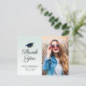 Blauw pet afstuderen dank u briefkaart (Staand voorkant)