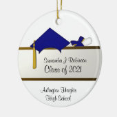 Blauw Pet Afstuderen Keramisch Ornament (Links)