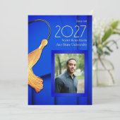 Blauw Pet en jurk met gouden kwastje Aankondiging (Staand voorkant)