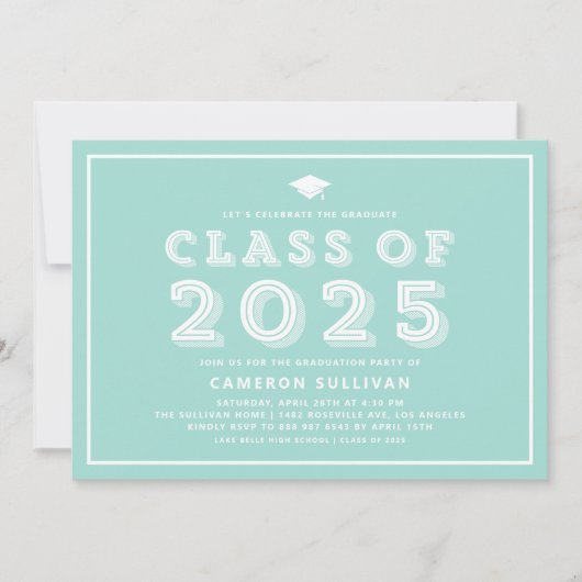 Blauw Pet Klasse van 2024 Retro Afstuderen Kaart (Voorkant)