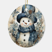 Blauw Pet Sneeuwman Kerst Keramisch Ornament (Links)