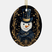 Blauw Pet Snowman Goud Decoratief Ornament (Rechts)