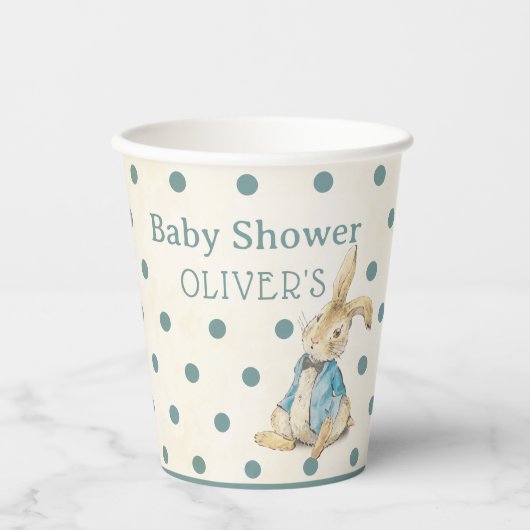 Blauw Peter Het Konijn  Jongen Baby shower Papieren Bekers (Voorkant)