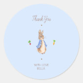 Blauw Peter het Konijn Ronde Sticker (Voorkant)