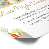 Blauw Peter Konijn Baby shower Late Night Luiers Poster (Hoek)