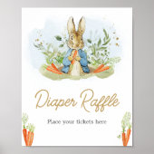 Blauw Peter Konijn Baby shower Luier Raffle Poster (Voorkant)