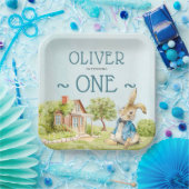 Blauw Peter Konijn Jongen Eerste Verjaardag Papieren Bordje (Feest)