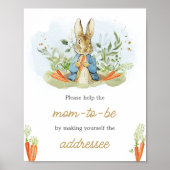 Blauw Peter Rabbit Baby shower Envelope Station Poster (Voorkant)