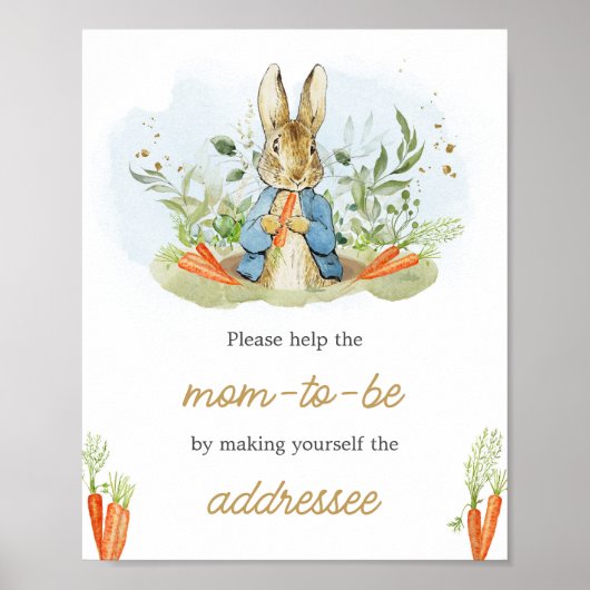 Blauw Peter Rabbit Baby shower Envelope Station Poster (Voorkant)