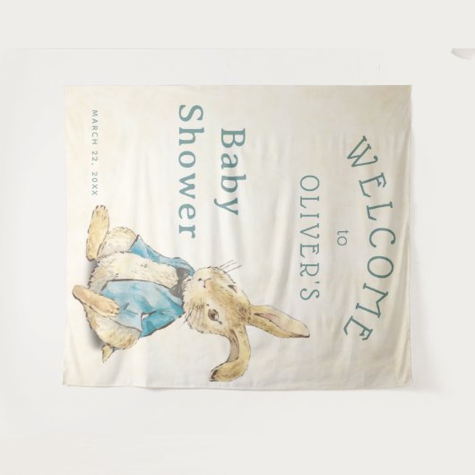 blauw Peter Rabbit Baby shower Wandkleed (Voorkant (horizontaal))