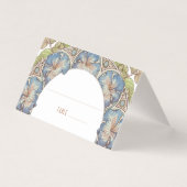 Blauw Petunia Naam Kaarten Trouwtafel  (Voorkant)