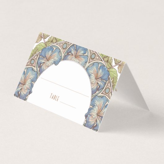 Blauw Petunia Naam Kaarten Trouwtafel  (Voorkant)