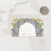 Blauw Petunia Naam Kaarten Trouwtafel Notitiekaartje (Voorkant / Achterkant in situ)