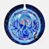 Blauw Phoenix keramisch versieringsmiddel Metalen Ornament (Achterkant)