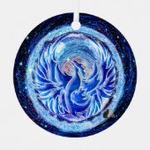 Blauw Phoenix keramisch versieringsmiddel Metalen Ornament (Voorkant)