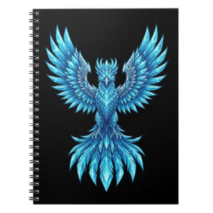 Blauw Phoenix Opkomend Notitieboek - Fantasie Kuns