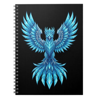 Blauw Phoenix Opkomend Notitieboek - Fantasie Kuns