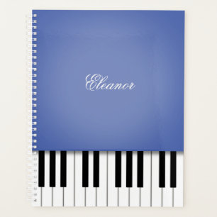 Blauw pianomuziektoetsenbord Gepersonaliseerd Planner