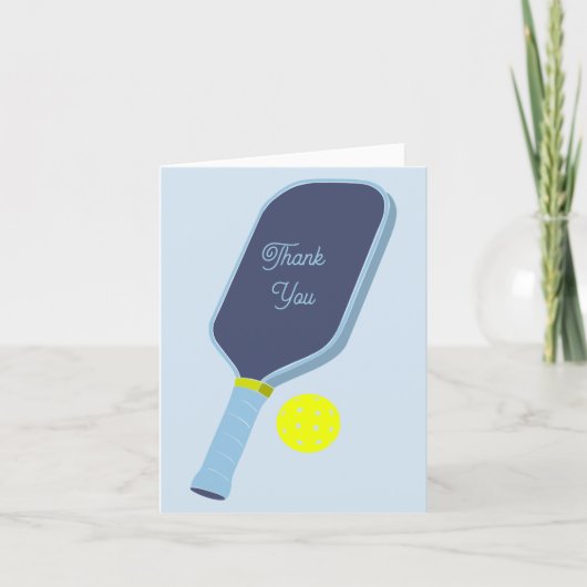 Blauw Pickleball Paddle en Bal Bedankkaart (Voorkant)