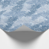 Blauw pineboompatroon cadeaupapier (Hoek)