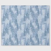 Blauw pineboompatroon cadeaupapier (Vlak)