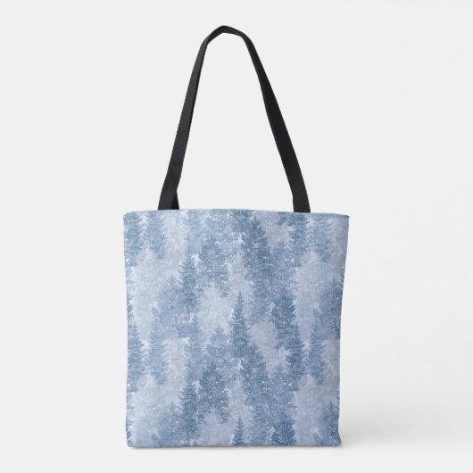 Blauw pineboompatroon tote bag (Achterkant)