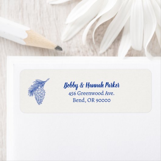 Blauw Pinecone retour adres label (Insitu)