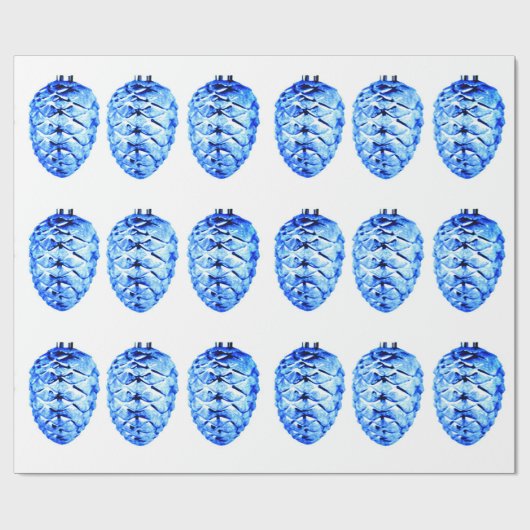 Blauw Pinecones inpakpapier (Vlak)