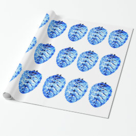 Blauw Pinecones inpakpapier