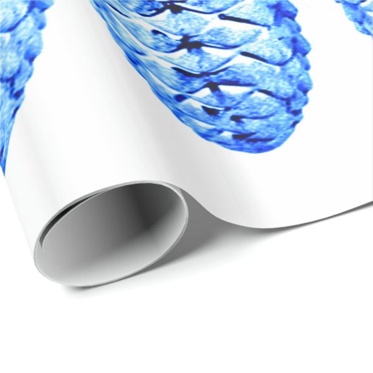 Blauw Pinecones inpakpapier (Rol Hoek)