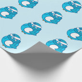Blauw pinguïnpapier cadeaupapier (Hoek)