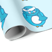 Blauw pinguïnpapier cadeaupapier (Rol Hoek)