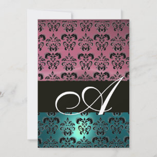 BLAUW PINK BLACK DAMASKMONOGRAM, helder wit Kaart