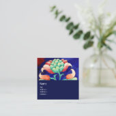 BLAUW PINK GREEN FLORAL MONOGRAM Stylium Vierkante Visitekaartje (Staand voorkant)