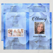 Blauw pital rouwkaart sjabloon (Voorkant / Achterkant)