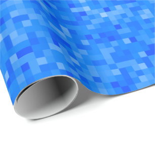 Blauw Pixel Mosaic Wrapping Paper Cadeaupapier