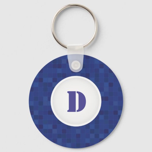 Blauw pixelmodel initiaal letter sleutelhanger (Voorkant)