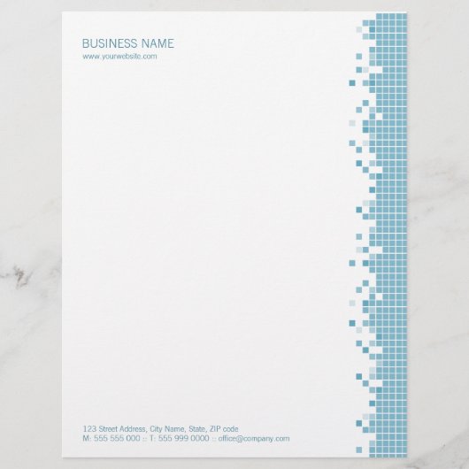 Blauw Pixels letterhoofd Gepersonaliseerd Briefhoofd (Voorkant)