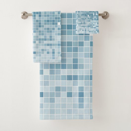 Blauw Pixels Mozaïek Gradiënt Bad Handdoek (Insitu)