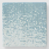Blauw Pixels Mozaïek Gradiënt Stenen Onderzetter (Voorkant)