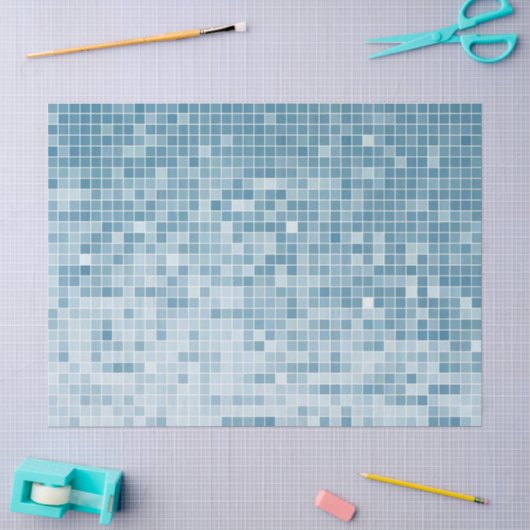 Blauw Pixels Mozaïek Gradiënt Tissuepapier (Craft)
