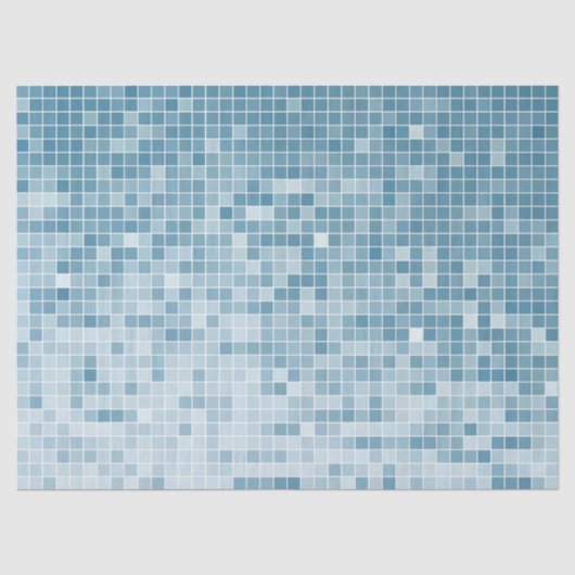 Blauw Pixels Mozaïek Gradiënt Tissuepapier (Voorkant)