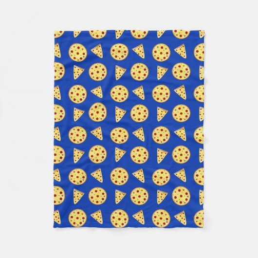 Blauw pizzapatroon fleece deken (Voorkant)