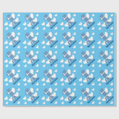 BLAUW PLAID 1st verjaardag Eigen naam V03A Cadeaupapier (Vlak)