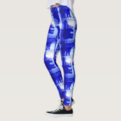 Blauw plaid beer patroon leggings (Links)