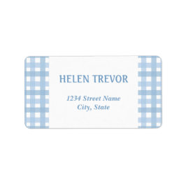 Blauw plaid eenvoudig retouradres label