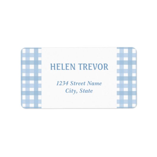 Blauw plaid eenvoudig retouradres label (Voorkant)