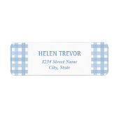 Blauw plaid eenvoudig retouradres label (Voorkant)